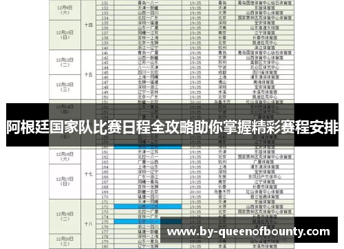 阿根廷国家队比赛日程全攻略助你掌握精彩赛程安排